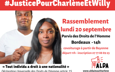 Rassemblement lundi 20 septembre sur le parvis des Droits de l’Homme à Bordeaux, pour mettre fin au calvaire de Charlène et Willy.