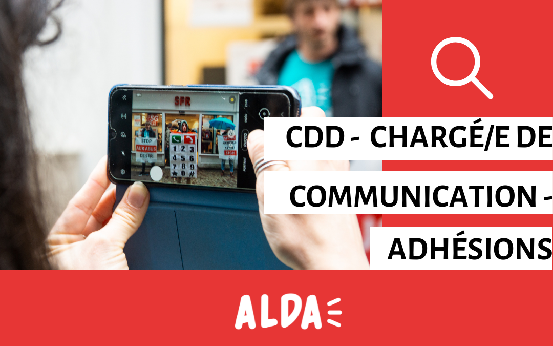 Offre de poste – CDD  Chargé/e de communication/adhésions à Alda