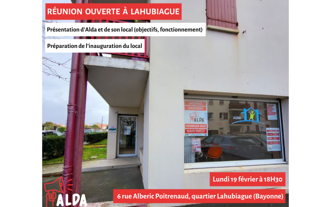 Réunion d’Alda à Lahubiague (Bayonne), ouverte à tous !