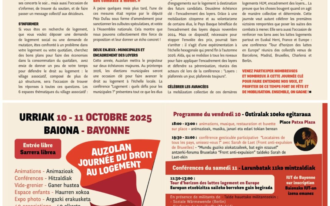 [Journal Alda] Dossier spécial Auzolan, Journée du droit au logement