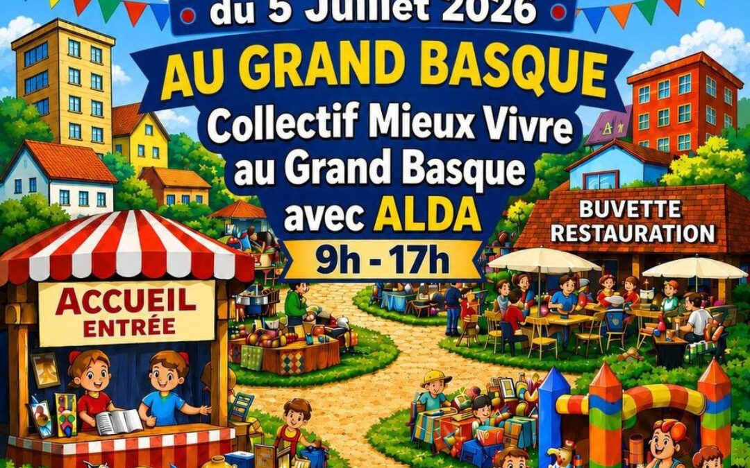 Vide grenier du collectif Mieux Vivre au Grand Basque avec Alda !